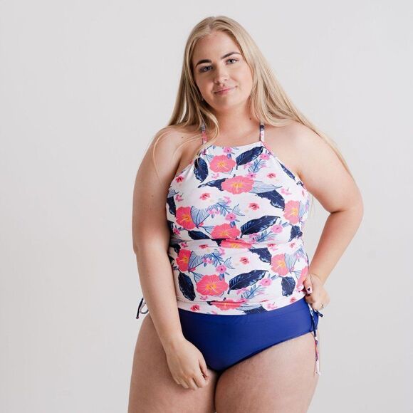 NWT 2XL - Midrise Full Coverage Briefs Bikini Swim Bottom in Blue - Picture 9 of 15